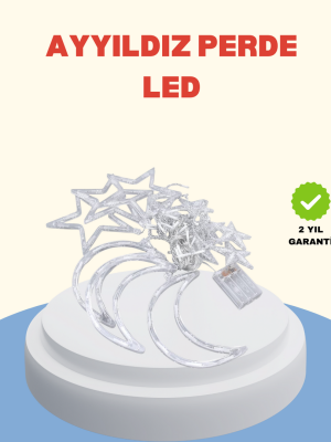 Pilli Çalışan Yıldız Ay Perde Led Işık 2 Modlu Dekorasyon