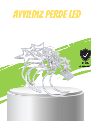 Yıldız ve Ay Figürlü Pilli Perde Led Romantik Dekoratif Işık