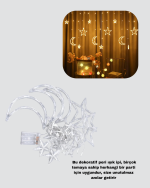 Yıldız ve Ay Figürlü Pilli Perde Led Romantik Dekoratif Işık - Görsel 2