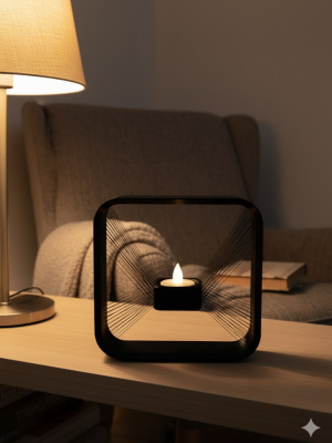 Kare Askılı Mumluk Duvara Asılan Şık Dekoratif Mumluk 16×16 cm