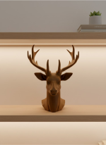 Dekoratif Kahverengi Geyik Biblo Salon ve Raf Dekoru