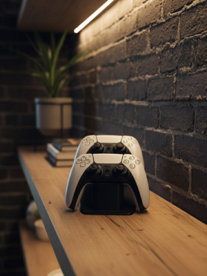 İkili Gamepad Tutucu Siyah 7x18 cm Masa ve Raf Düzeni